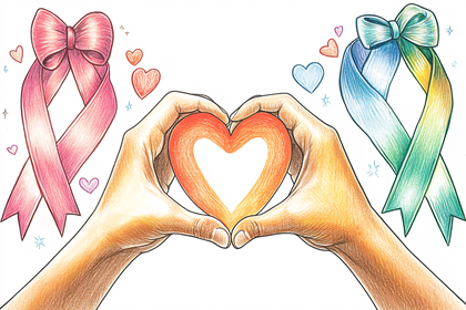 Hands Forming Heart with Ribbons