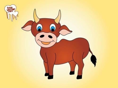 Happy Cartoon Bull Free Vector