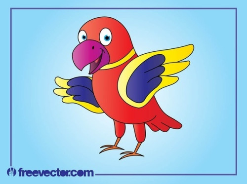 Happy Cartoon Parrot Free Vector