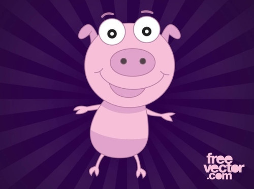 Happy Cartoon Pig Free Vector