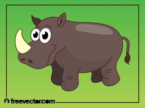 Happy Cartoon Rhino Free Vector