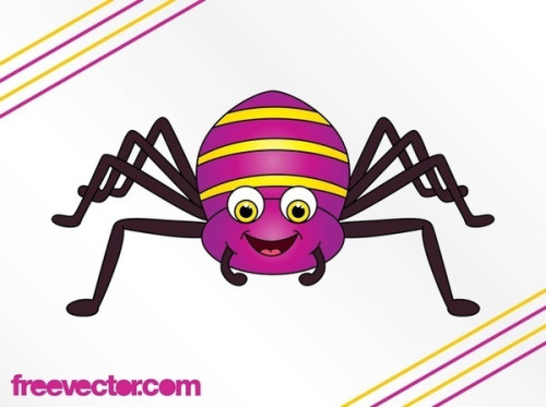 Happy Cartoon Spider Free Vector