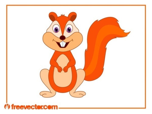 Happy Cartoon Squirrel Free Vector