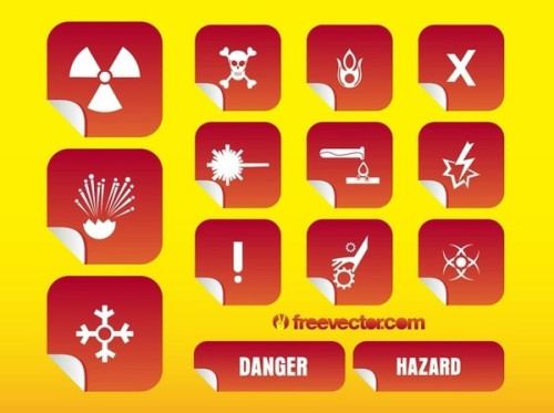 Hazard Stickers s Free Vector