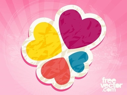 Hearts Sticker Free Vector
