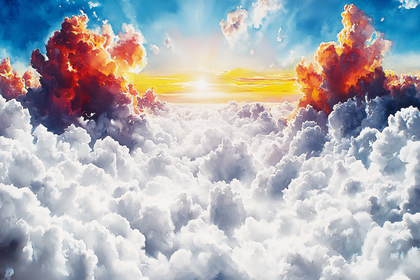 Serene Cloudscape at Sunrise with Vivid Colors