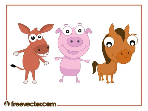 Livestock Animals Cartoons Free Vector