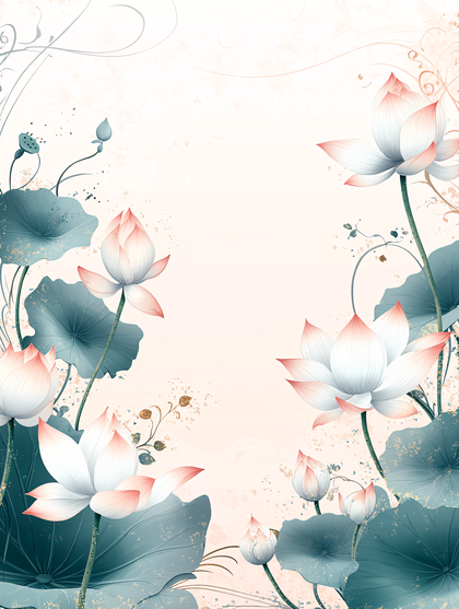 Lotus Flowers and Leaves