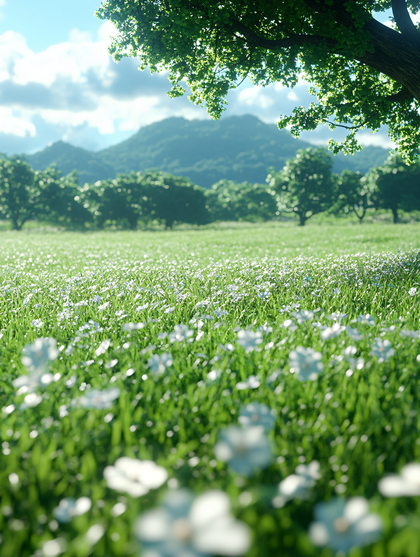Meadow of White Flowers