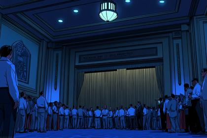 Nighttime Gathering Of Men In Suits