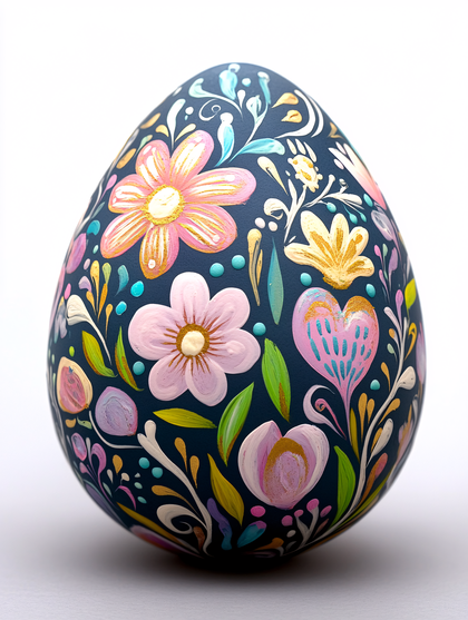 Painted Floral Easter Egg