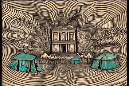 Petra Treasury Campsite Illustration