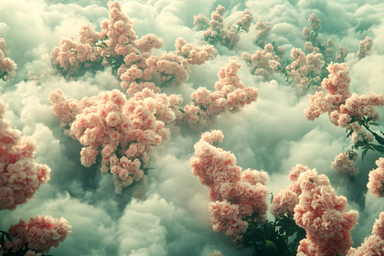 Pink Blossoms in Dreamy Clouds