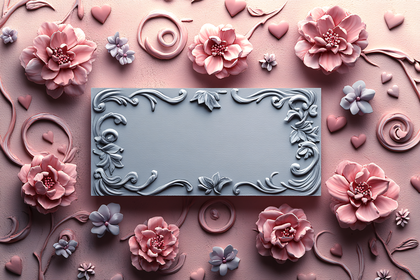 Pink Floral Frame with Decorative Elements