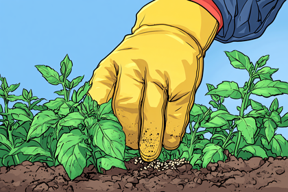 Hand Planting Seeds in Garden