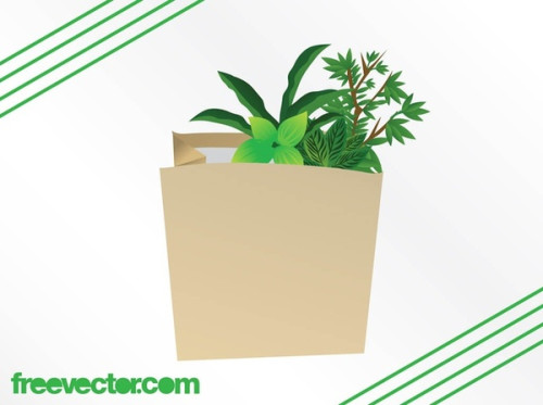 Plants in Paper Bag Free Vector