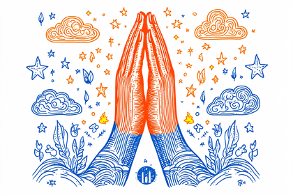 Praying Hands with Celestial Elements