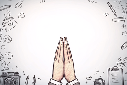 Praying Hands with Doodle Border