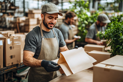 Packaging Process: Warehouse Workers at Work