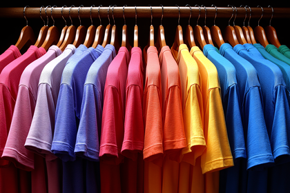 Rainbow T-Shirts on Wooden Hangers
