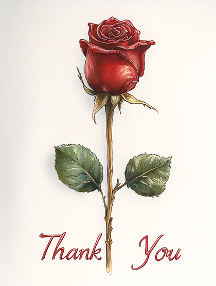 Red Rose Thank You Card
