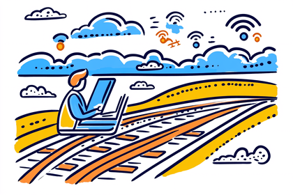 Remote Worker Using Laptop on a Train