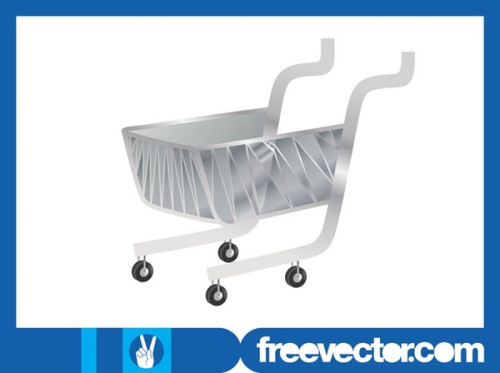 Silver Shopping Cart Free Vector