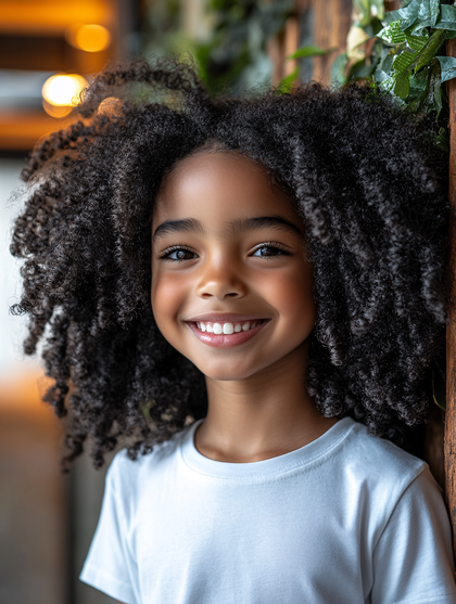 Smiling Girl with Curly Hair