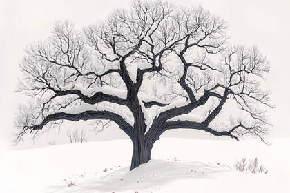 Snow Covered Tree Silhouette