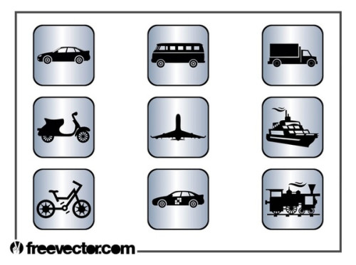 Square Transport Icons Free Vector