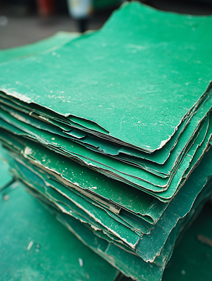 Stack Of Aged Green Papers