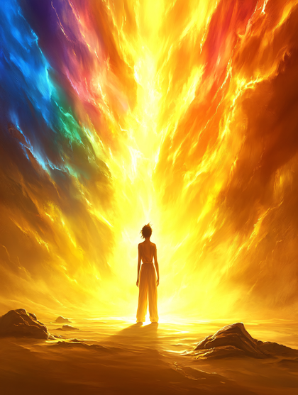 Woman Gazing at Radiant Light – Dreamscape Art