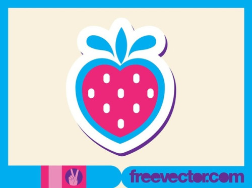 Strawberry Sticker Free Vector