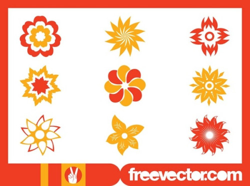 Stylized Flower Blossoms Set Free Vector