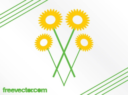 Stylized Sunflowers Free Vector