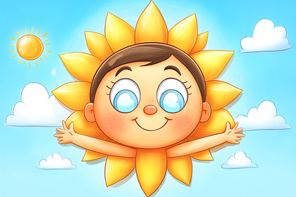 Sunflower Child Welcoming the Sun
