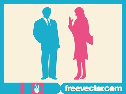 Talking Businesspeople Silhouettes Free Vector