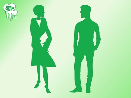 Talking Man and Woman Silhouettes Free Vector