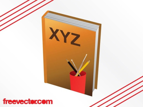 Textbook and Pencils Free Vector