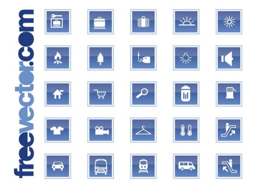 Travel and Transport Icons Free Vector