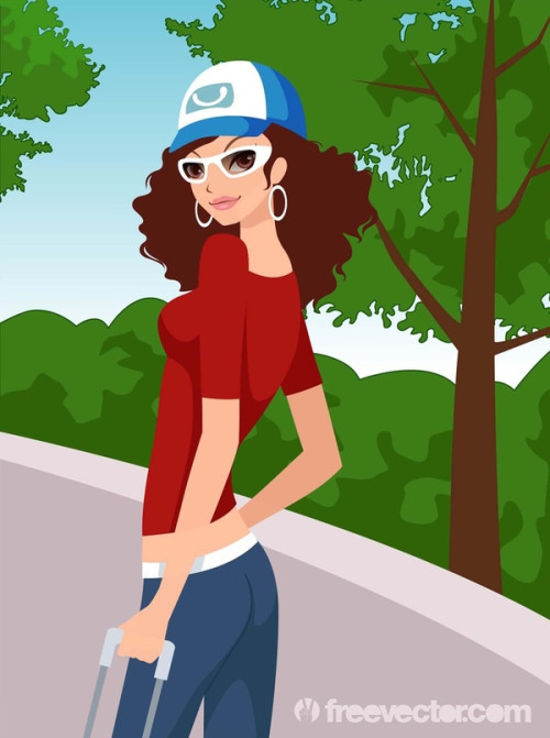Travel Girl Free Vector