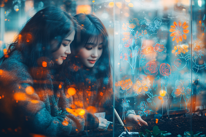 Women Planting Flowers in Indoor Garden