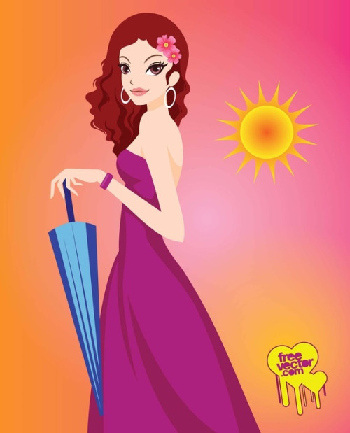 Umbrella Girl Free Vector