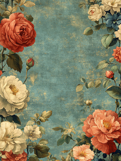 Vintage Floral Garden Roses