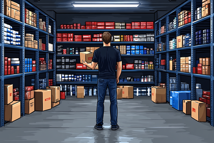 Warehouse Worker Sorting Inventory