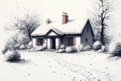 Winter Cottage in Snow