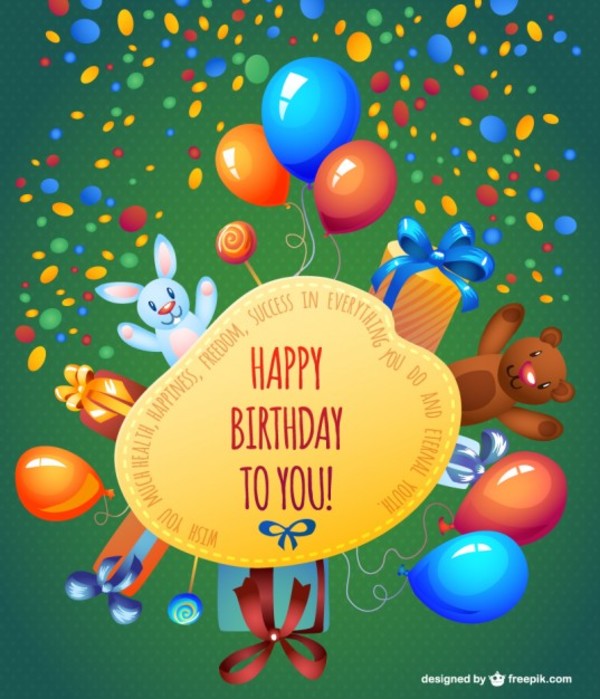 Happy Birthday Cartoon Card Design Free Vector Happy Birthday Cartoon Card Design Free Vector