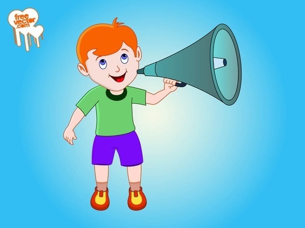 Boy With Megaphone Free Vector
