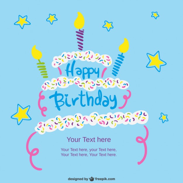 Birthday Card Template with Cake Free Vector
