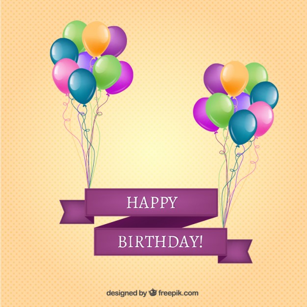 Happy Birthday Banner with Balloons Free Vector